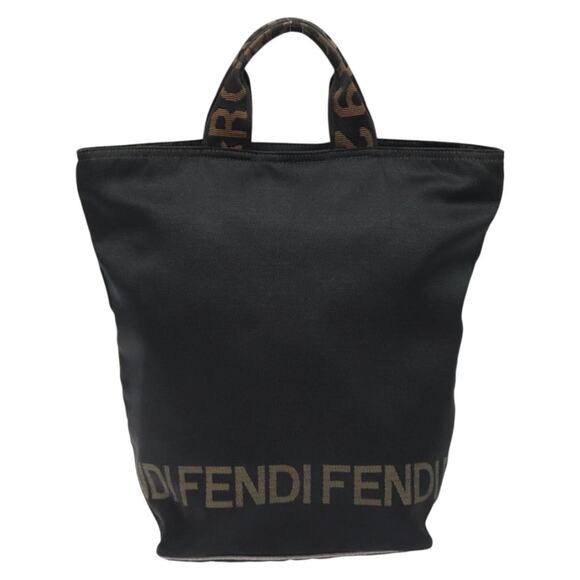 FENDI Hand Bag Nylon Black Gold - Picture 2 of 12